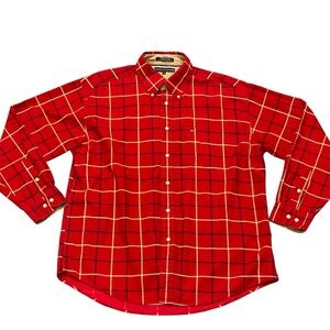 Vintage Tommy Hilfiger Mens XL Flannel Y2K Shirt 90s Plaid Striped Skater Cotton